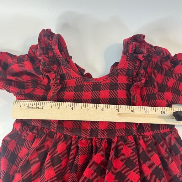 Remie Girl Buffalo Check Twirl Dress 3/4 Sleeve Ruffle Low Back Girls - Picture 5 of 6